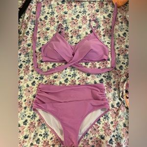 High waisted purple bikini